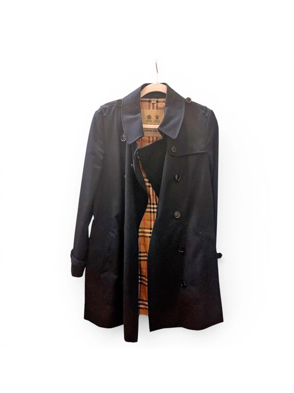 Burberry Black Trench Coat with Signature Check Lining